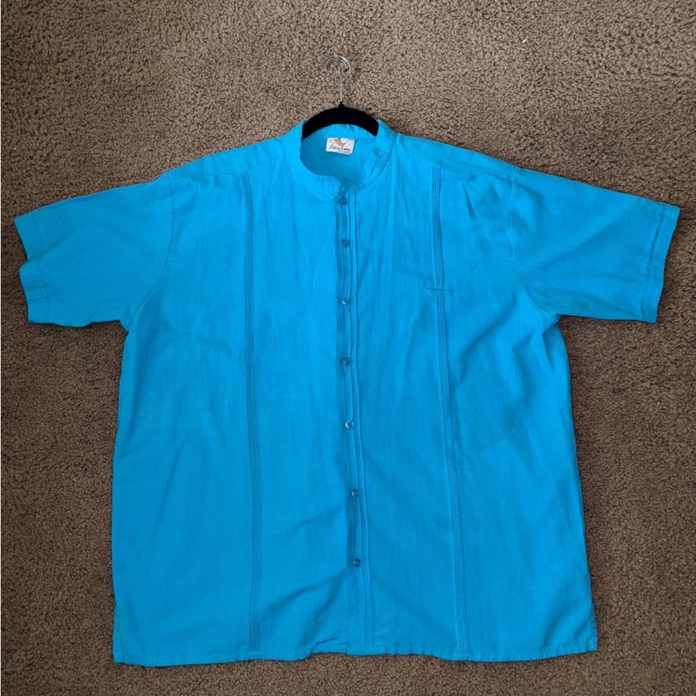 Luz de Luna. Blue Linen Shirt. Size 44